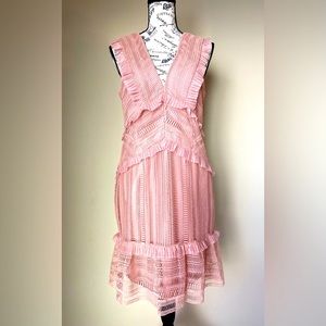 NWT Bardot Dress Blush Pink Lace Crochet Sleeveless V Neck Size 10/L Orig $129
